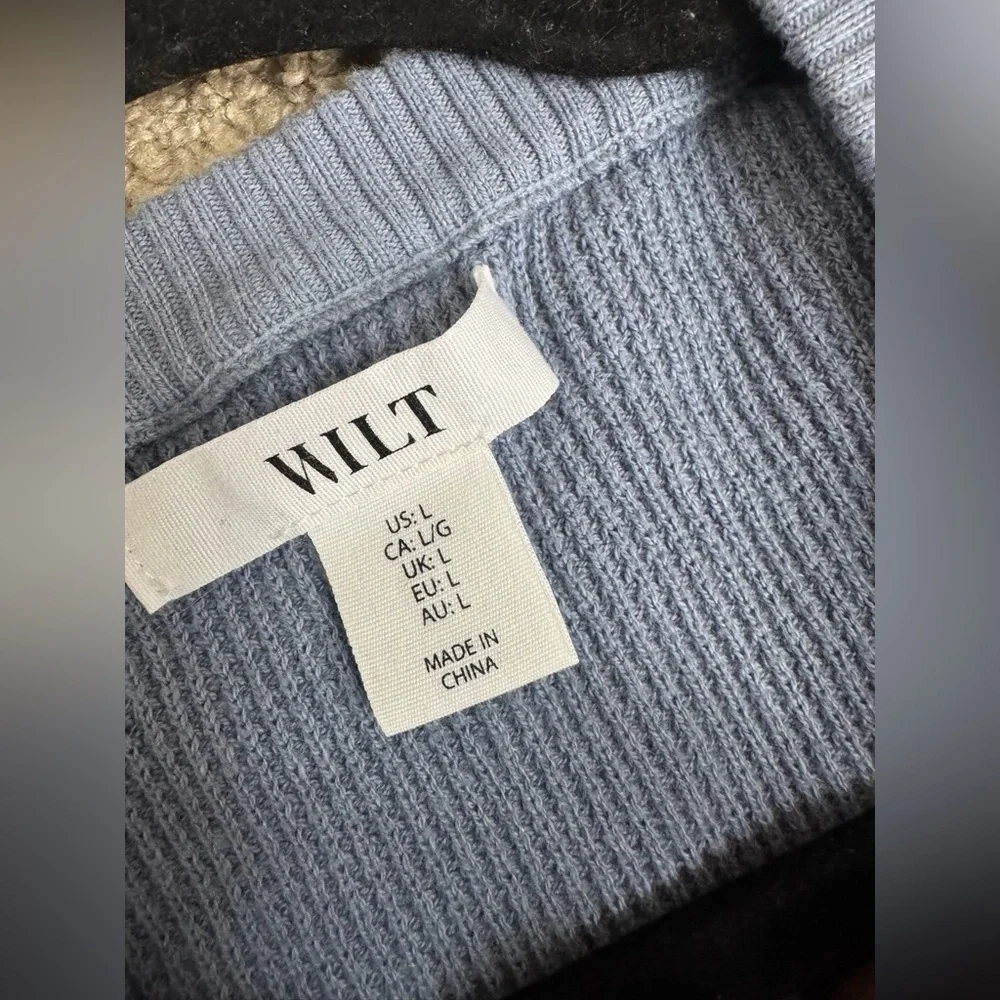 Wilt Slate Blue Thermal Knit Sweater Men’s L Cotton Cashmere Waffle Crewneck - Picture 5 of 6